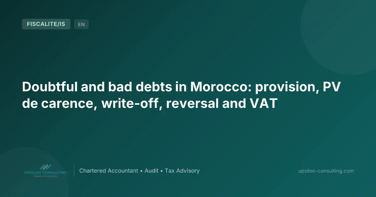 Doubtful and bad debts in Morocco: provision, PV de carence, write-off, reversal and VAT