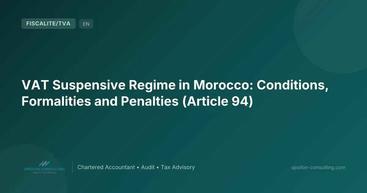 VAT Suspensive Regime in Morocco: Conditions, Formalities and Penalties (Article 94)