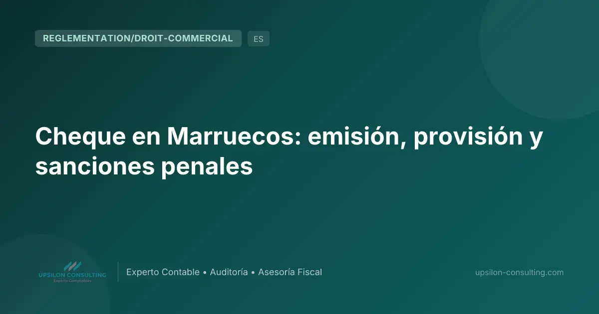 Cheque en Marruecos: emisión, provisión y sanciones penales