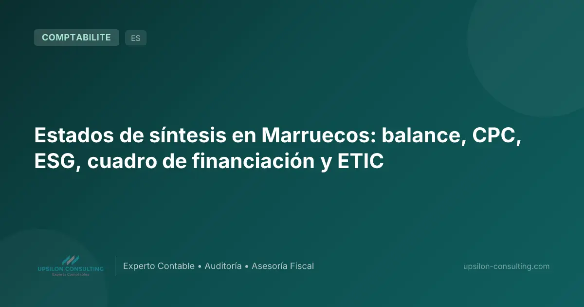 Estados de síntesis en Marruecos: balance, CPC, ESG, cuadro de financiación y ETIC