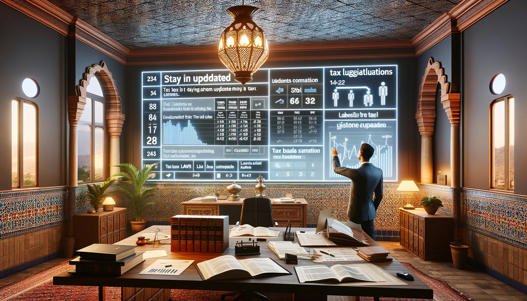 dall·e 2024 01 25 23.32.53 a professional and realistic 3d image depicting a business environment where the focus is on staying updated with tax legislation changes. the scene s