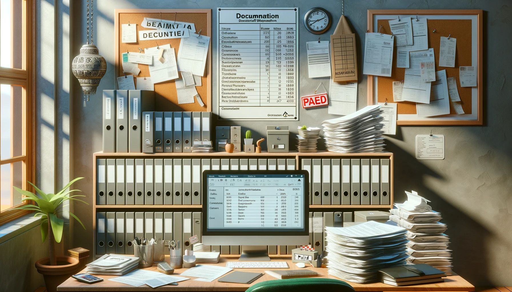 dall·e 2024 01 25 23.06.16 a professional and realistic 3d image depicting the organized management of business documentation in a moroccan office. the scene shows a workspace w